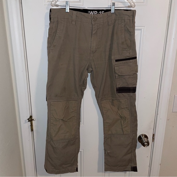 Pants Fxd Men Stretch Cuffed Tradie Cargo Work Pants Sz 34 Tan Khaki